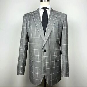 ROSSI MAN Men's Blazer Jacket Modern Size 46L‎ Grey Plaid E121854
